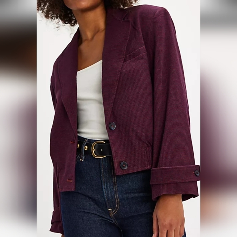 NWT FREE PEOPLE Agnes Jacket Burgundy/black Size M
